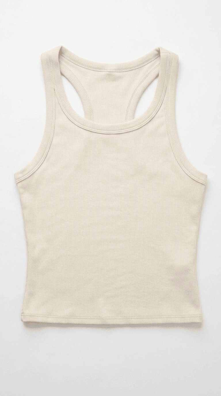Ivory ribbed tank top product photo